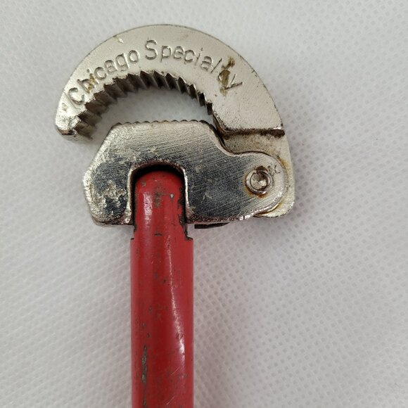 Vintage Basin Pipe Wrench Tool Steel Red 12'' by Chicago Specialty - Picture 2 of 5